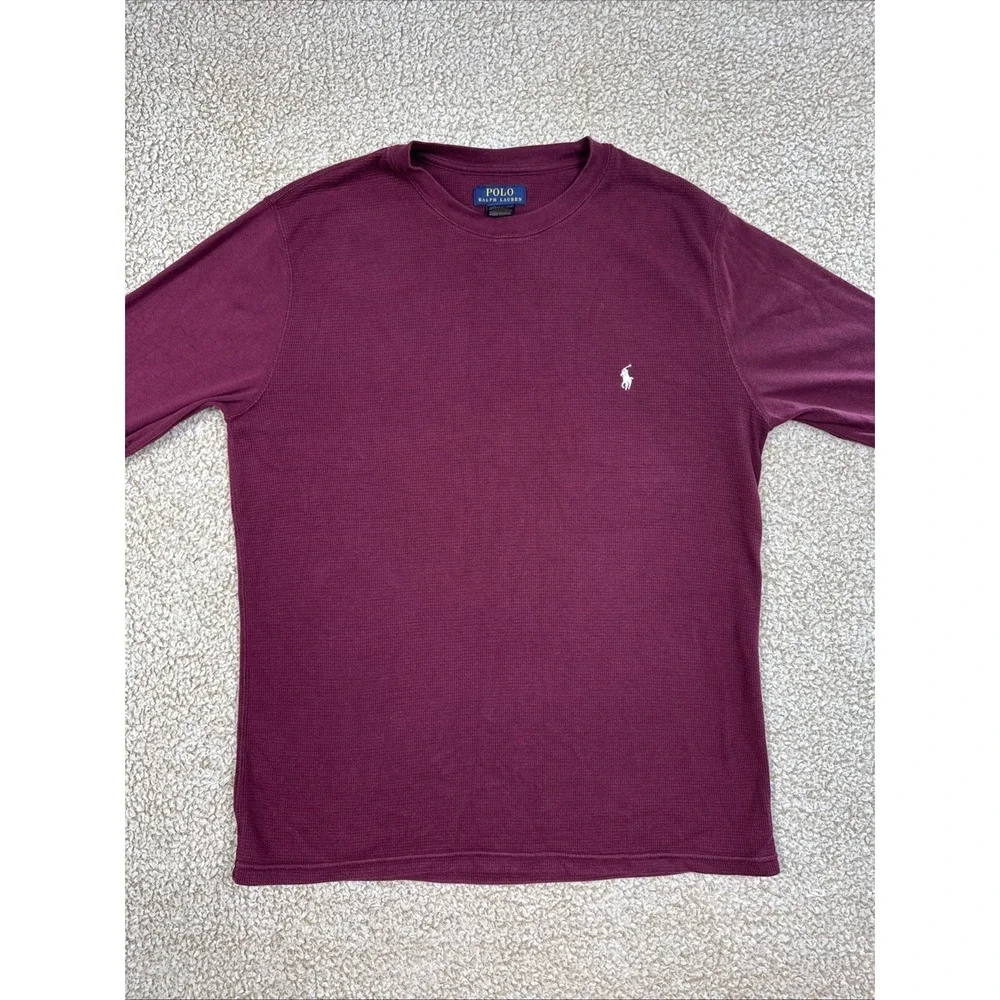 Polo Ralph Lauren Men's Burgundy Waffle Knit L/S Thermal Shirt Sleepwear L